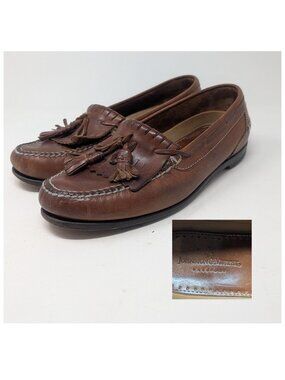 Johnston Murphy Tassel Loafers Shoes Mens 11.5 Leather Brown Boat